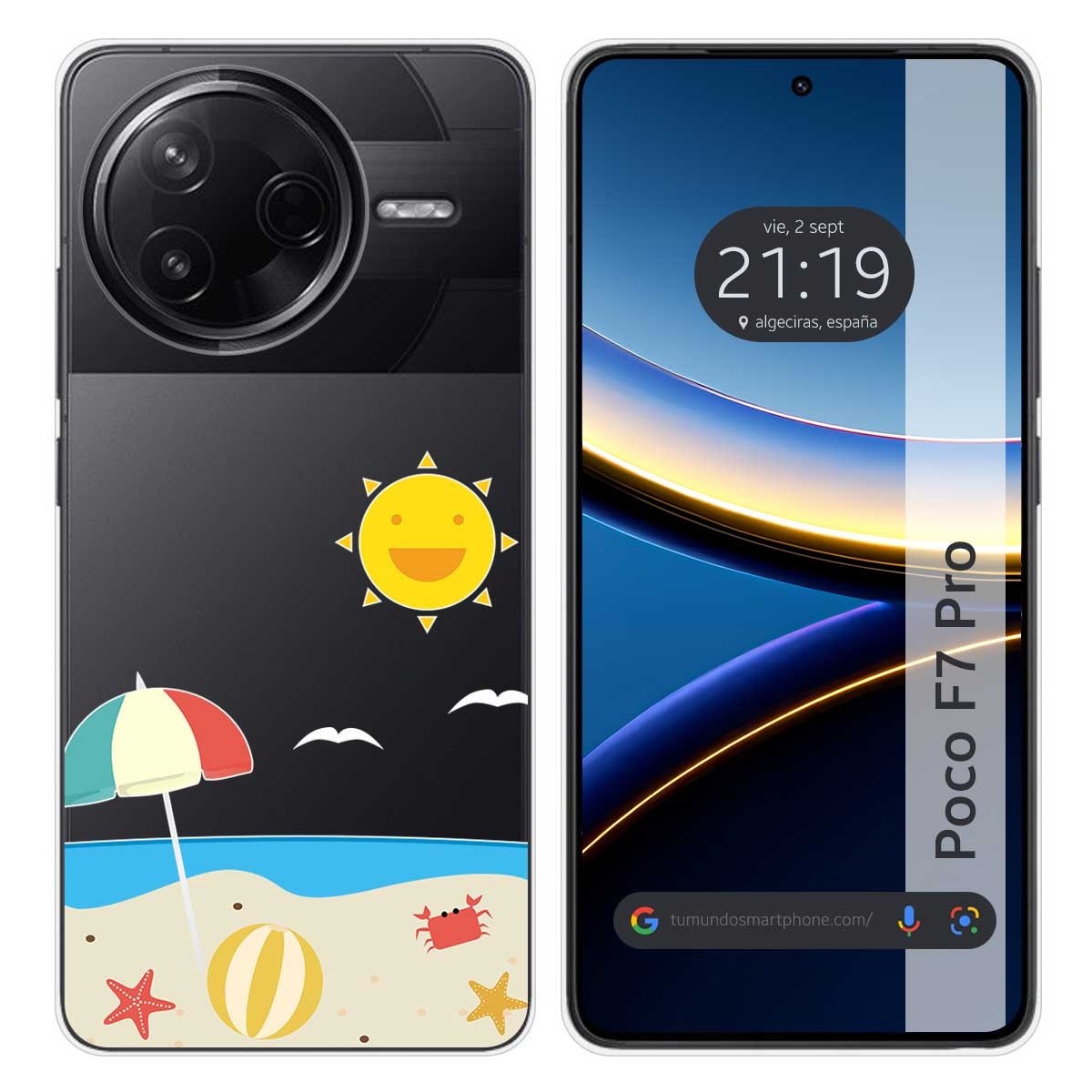 Funda Silicona Transparente para Xiaomi Poco F7 Pro 5G diseño Playa Dibujos