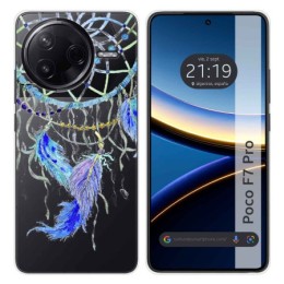 Funda Silicona Transparente para Xiaomi Poco F7 Pro 5G diseño Plumas Dibujos