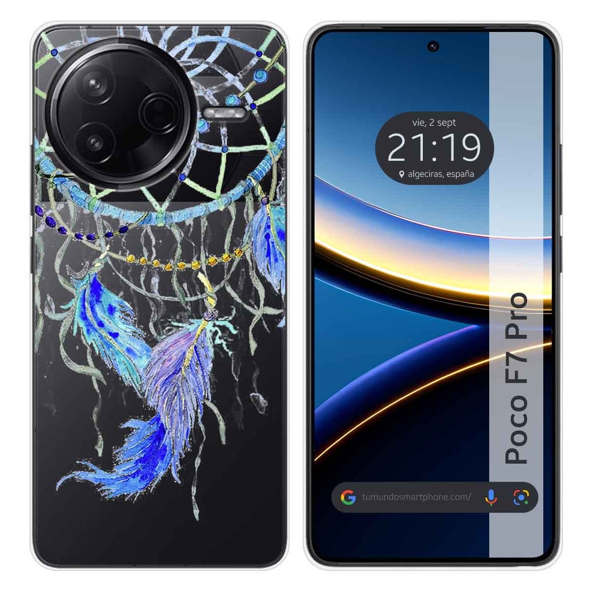Funda Silicona Transparente para Xiaomi Poco F7 Pro 5G diseño Plumas Dibujos