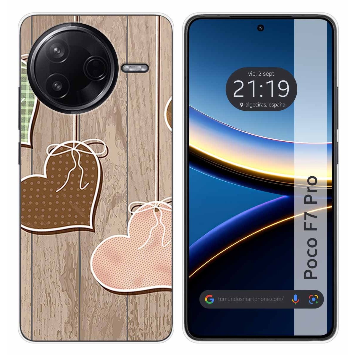 Funda Silicona para Xiaomi Poco F7 Pro 5G diseño Corazones Madera Dibujos