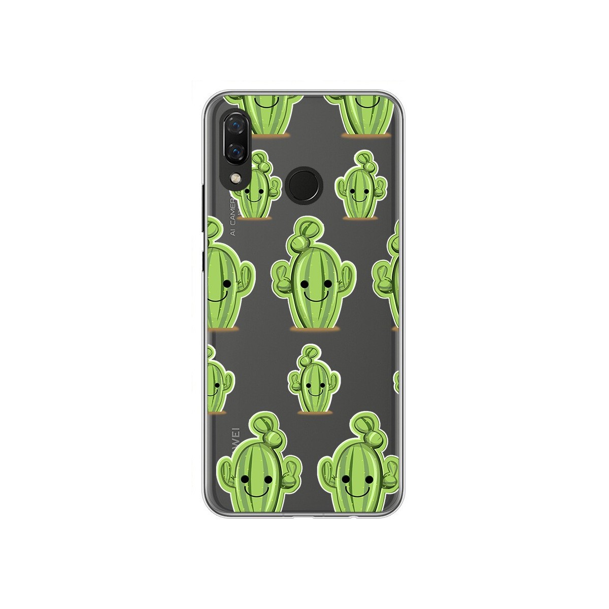Funda Gel Transparente para Huawei P Smart Plus Diseño Cactus Dibujos