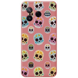Funda Silicona Líquida Rosa para Xiaomi Poco F7 Pro 5G diseño Catrina Dibujos
