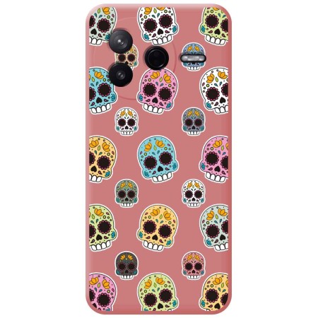 Funda Silicona Líquida Rosa para Xiaomi Poco F7 Pro 5G diseño Catrina Dibujos