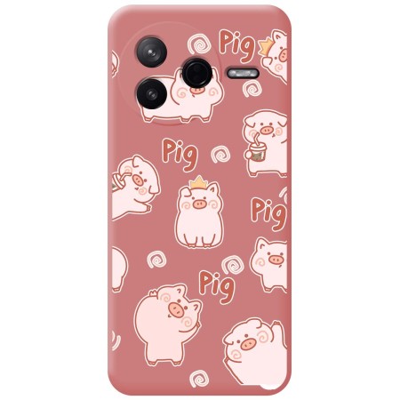 Funda Silicona Líquida Rosa para Xiaomi Poco F7 Pro 5G diseño Cerdos Dibujos