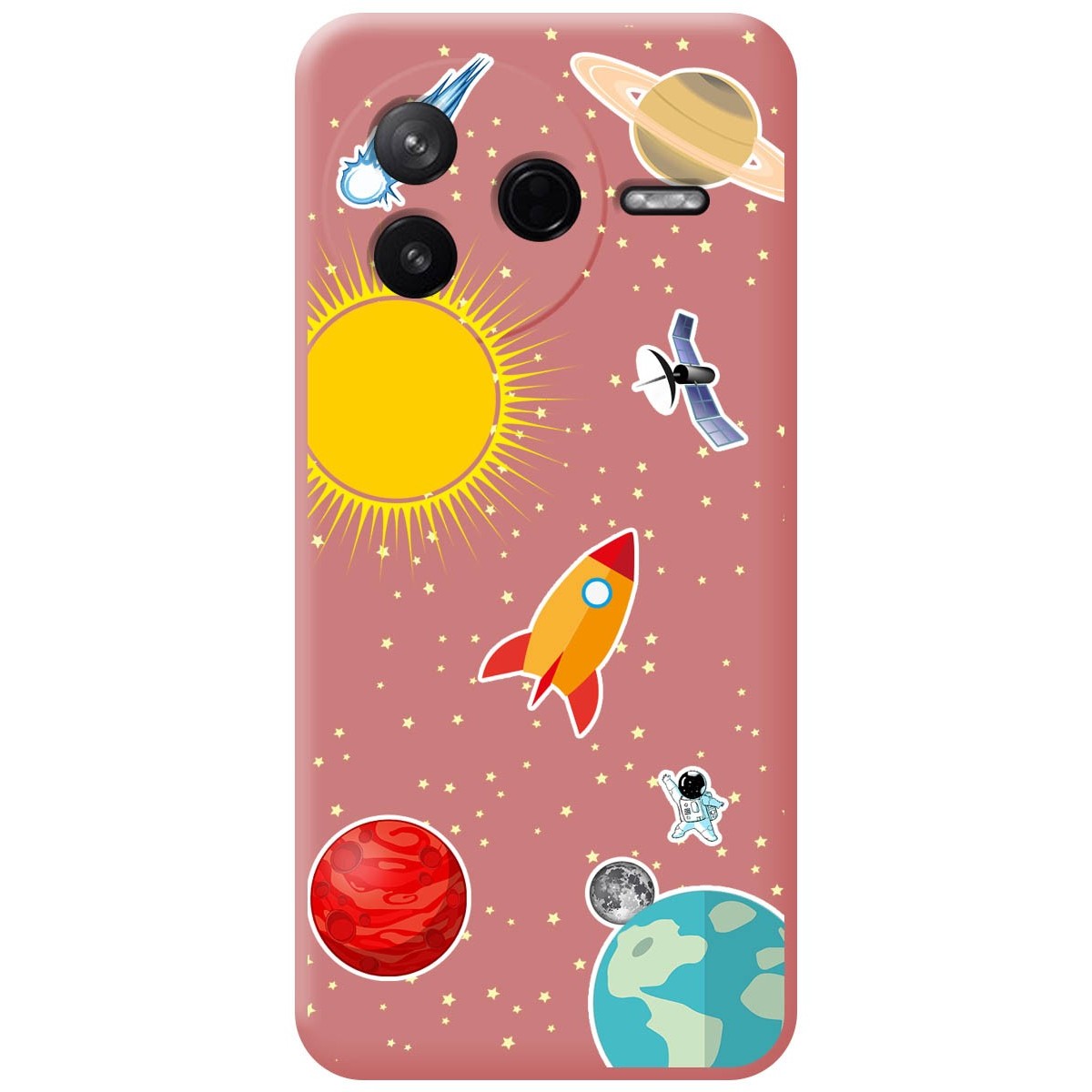 Funda Silicona Líquida Rosa para Xiaomi Poco F7 Pro 5G diseño Espacio Dibujos
