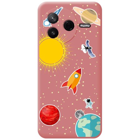 Funda Silicona Líquida Rosa para Xiaomi Poco F7 Pro 5G diseño Espacio Dibujos