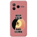 Funda Silicona Líquida Rosa para Xiaomi Poco F7 Pro 5G diseño Hombre Escalada Dibujos