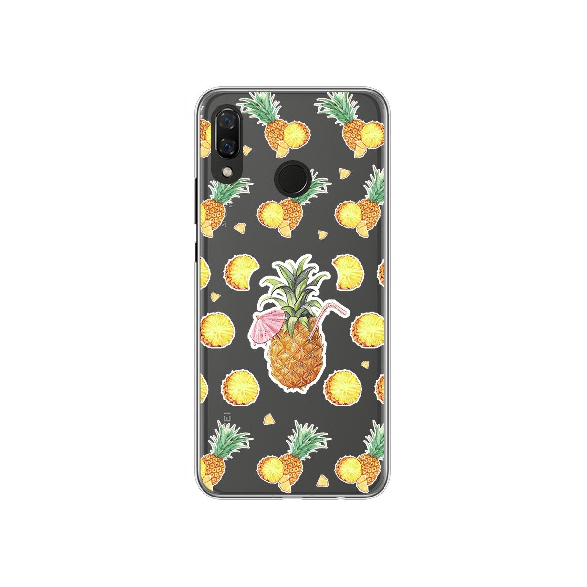 Funda Gel Transparente para Huawei P Smart Plus Diseño Piña Dibujos