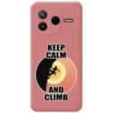Funda Silicona Líquida Rosa para Xiaomi Poco F7 Pro 5G diseño Mujer Escalada Dibujos