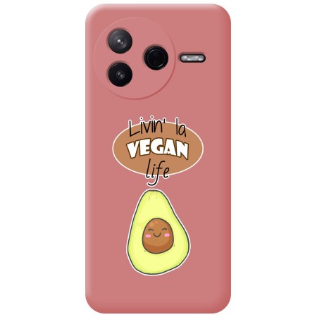 Funda Silicona Líquida Rosa para Xiaomi Poco F7 Pro 5G diseño Vegan Life Dibujos