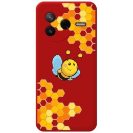 Funda Silicona Líquida Roja para Xiaomi Poco F7 Pro 5G diseño Abeja Dibujos
