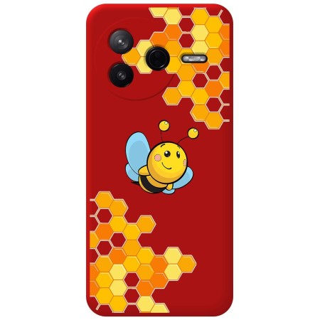 Funda Silicona Líquida Roja para Xiaomi Poco F7 Pro 5G diseño Abeja Dibujos
