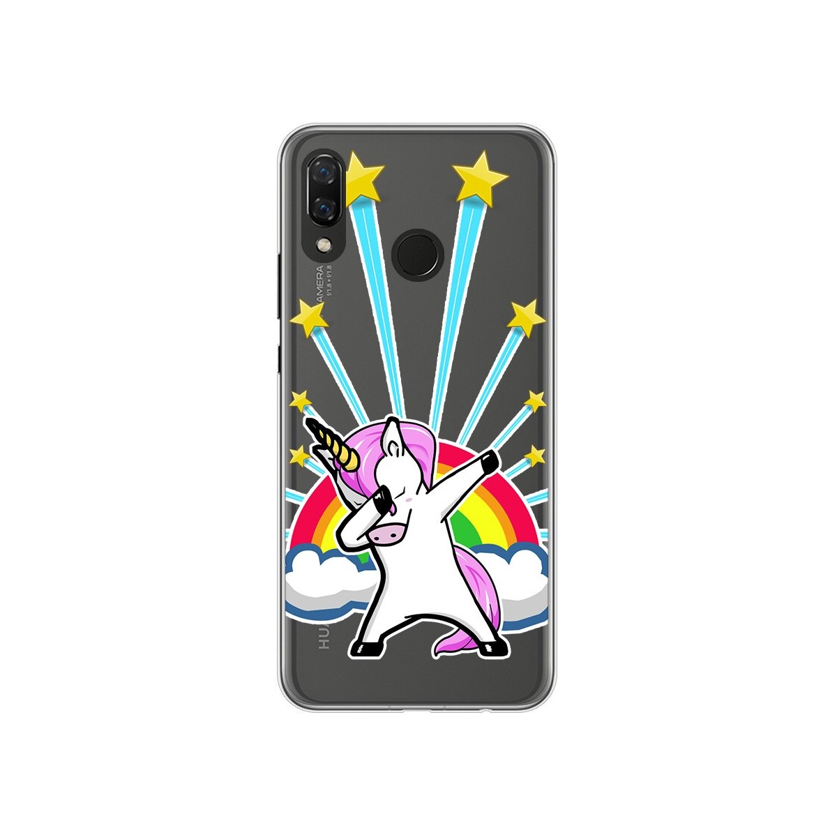 Funda Gel Transparente para Huawei P Smart Plus Diseño Unicornio Dibujos