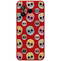 Funda Silicona Líquida Roja para Xiaomi Poco F7 Pro 5G diseño Catrina Dibujos
