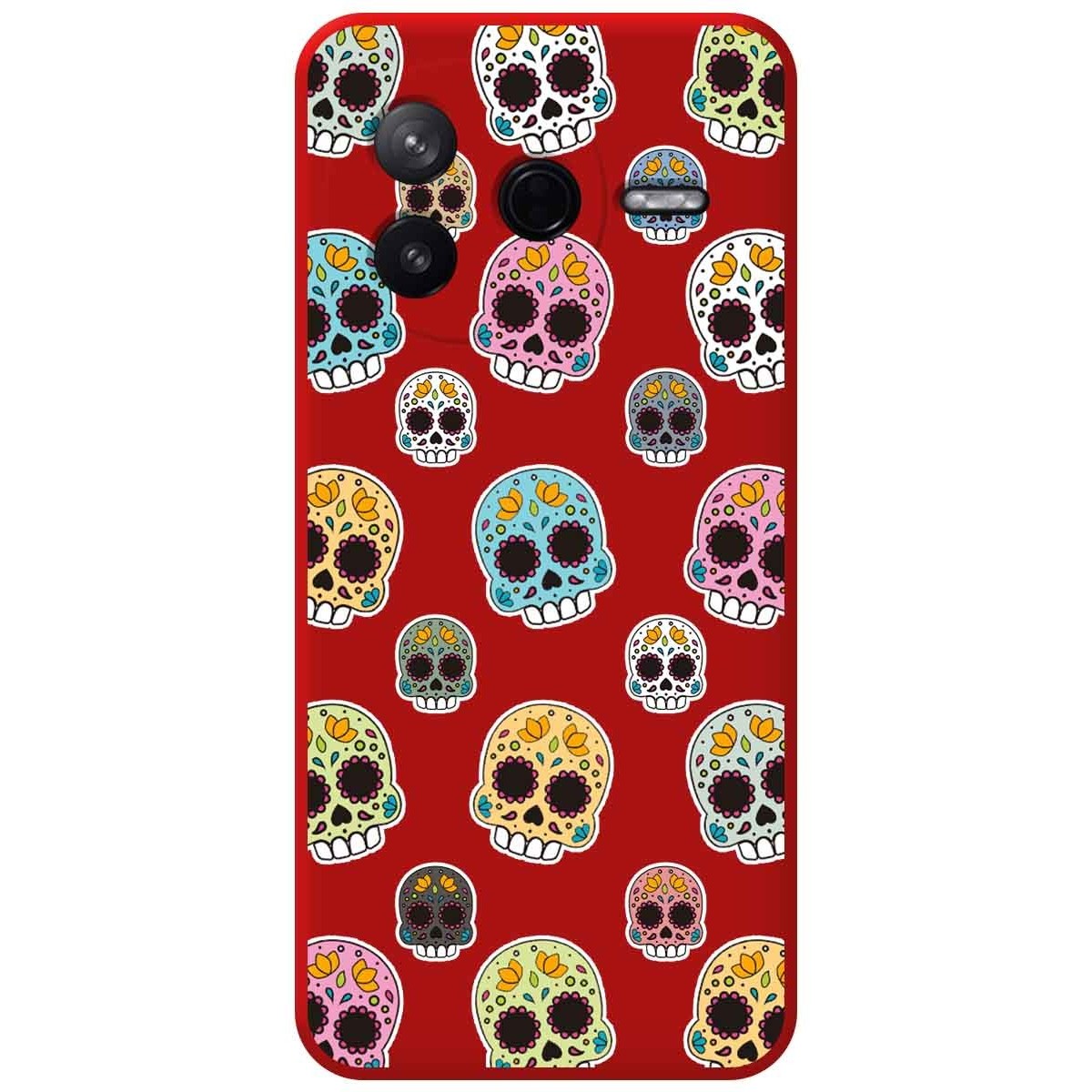 Funda Silicona Líquida Roja para Xiaomi Poco F7 Pro 5G diseño Catrina Dibujos