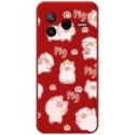 Funda Silicona Líquida Roja para Xiaomi Poco F7 Pro 5G diseño Cerdos Dibujos