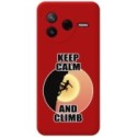 Funda Silicona Líquida Roja para Xiaomi Poco F7 Pro 5G diseño Mujer Escalada Dibujos