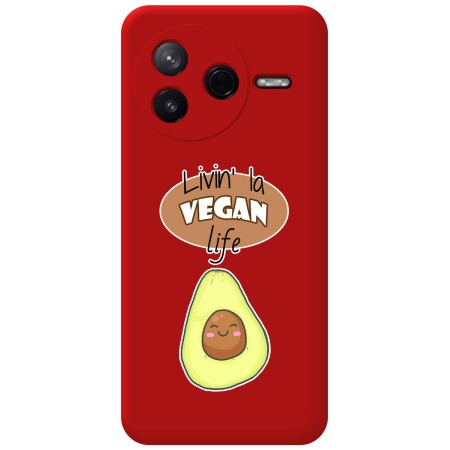 Funda Silicona Líquida Roja para Xiaomi Poco F7 Pro 5G diseño Vegan Life Dibujos
