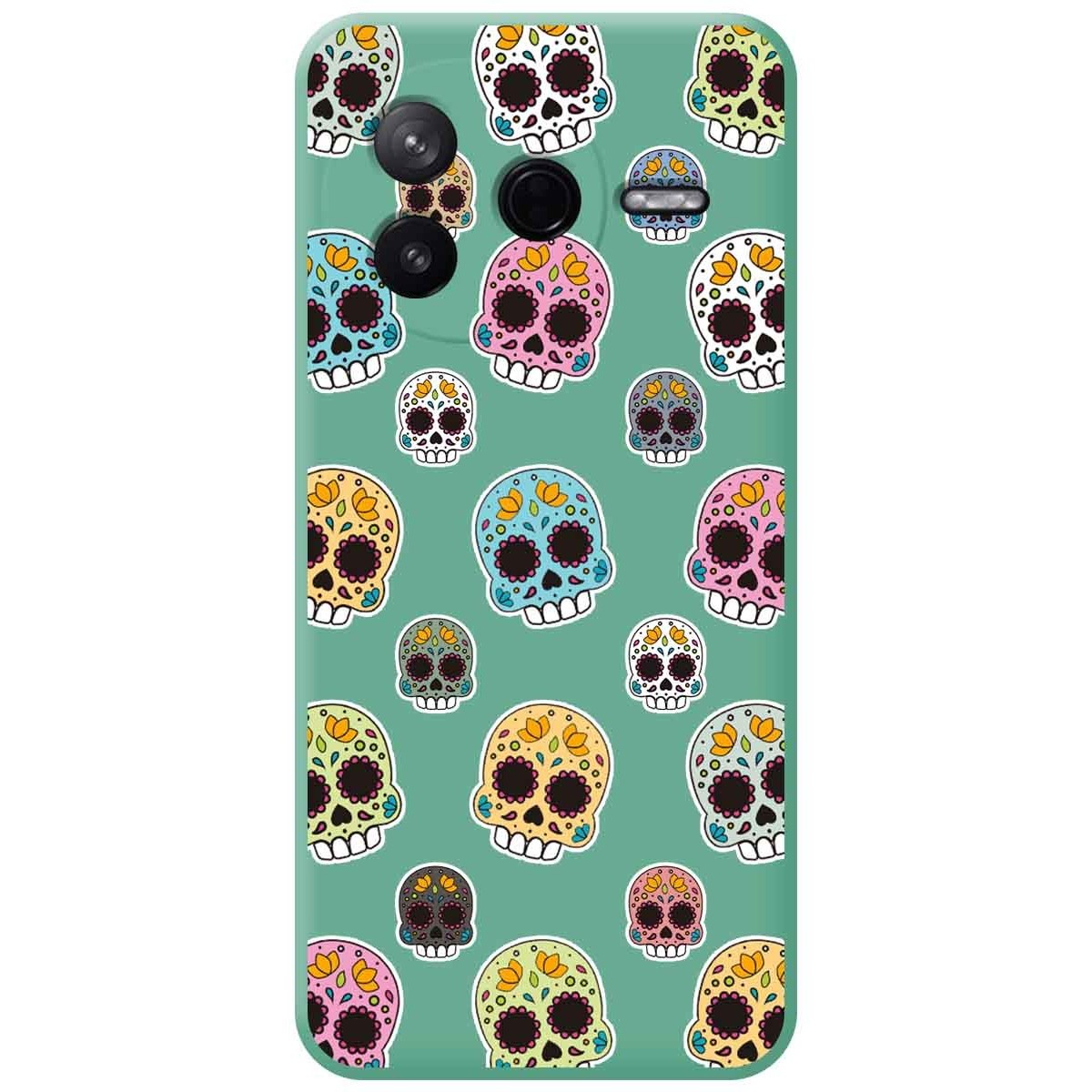 Funda Silicona Líquida Verde para Xiaomi Poco F7 Pro 5G diseño Catrina Dibujos