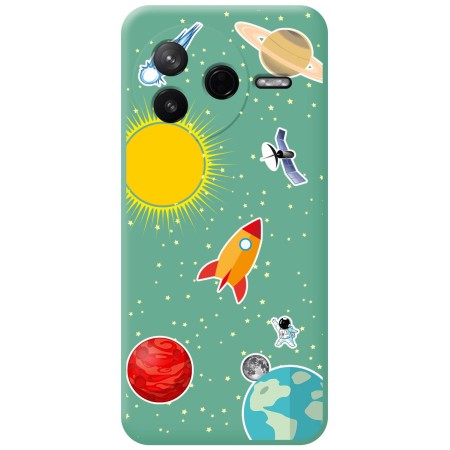Funda Silicona Líquida Verde para Xiaomi Poco F7 Pro 5G diseño Espacio Dibujos