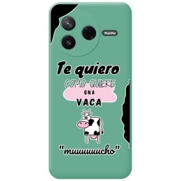 Funda Silicona Líquida Verde para Xiaomi Poco F7 Pro 5G diseño Vaca Dibujos