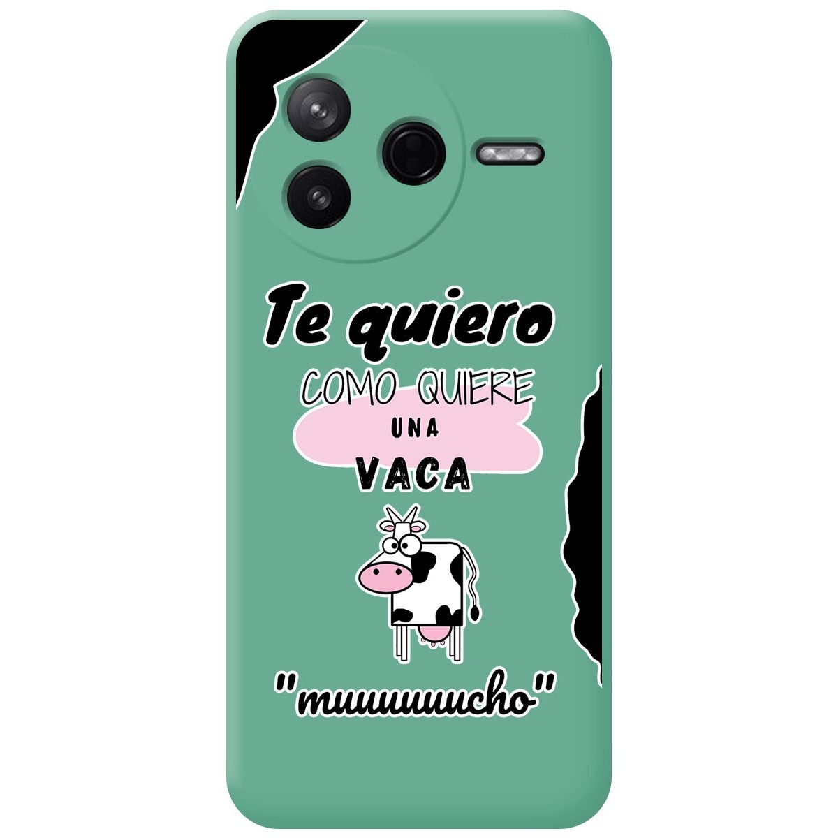 Funda Silicona Líquida Verde para Xiaomi Poco F7 Pro 5G diseño Vaca Dibujos