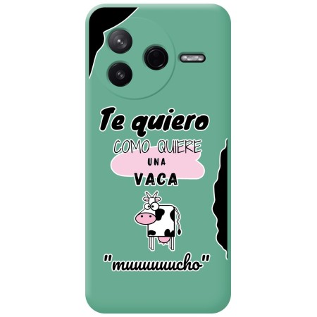 Funda Silicona Líquida Verde para Xiaomi Poco F7 Pro 5G diseño Vaca Dibujos