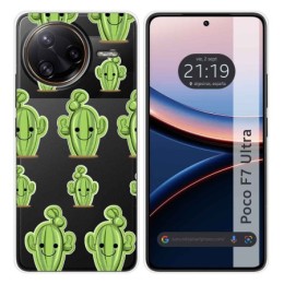 Funda Silicona Transparente para Xiaomi Poco F7 Ultra 5G diseño Cactus Dibujos