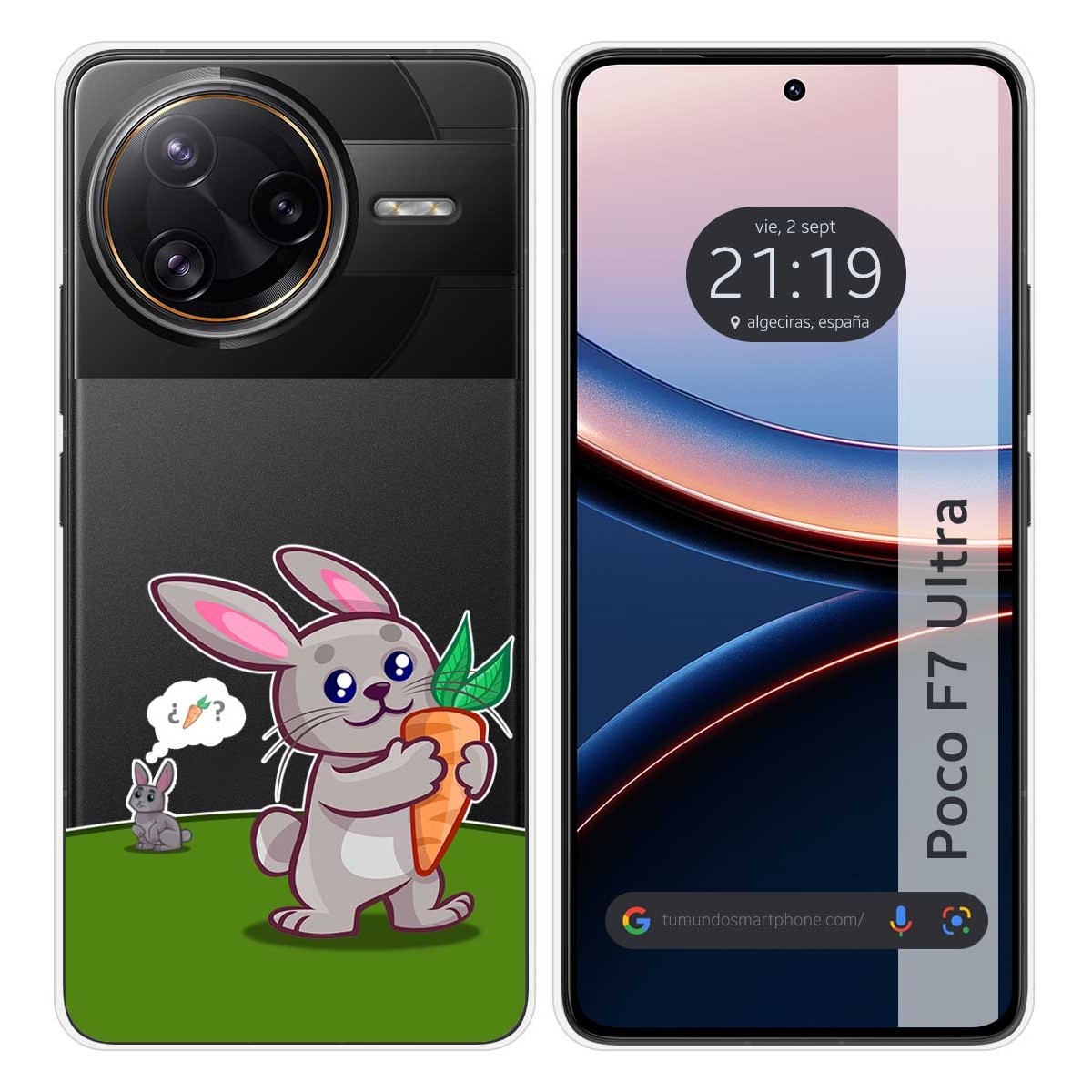 Funda Silicona Transparente para Xiaomi Poco F7 Ultra 5G diseño Conejo Dibujos