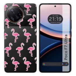 Funda Silicona Transparente para Xiaomi Poco F7 Ultra 5G diseño Flamenco Dibujos