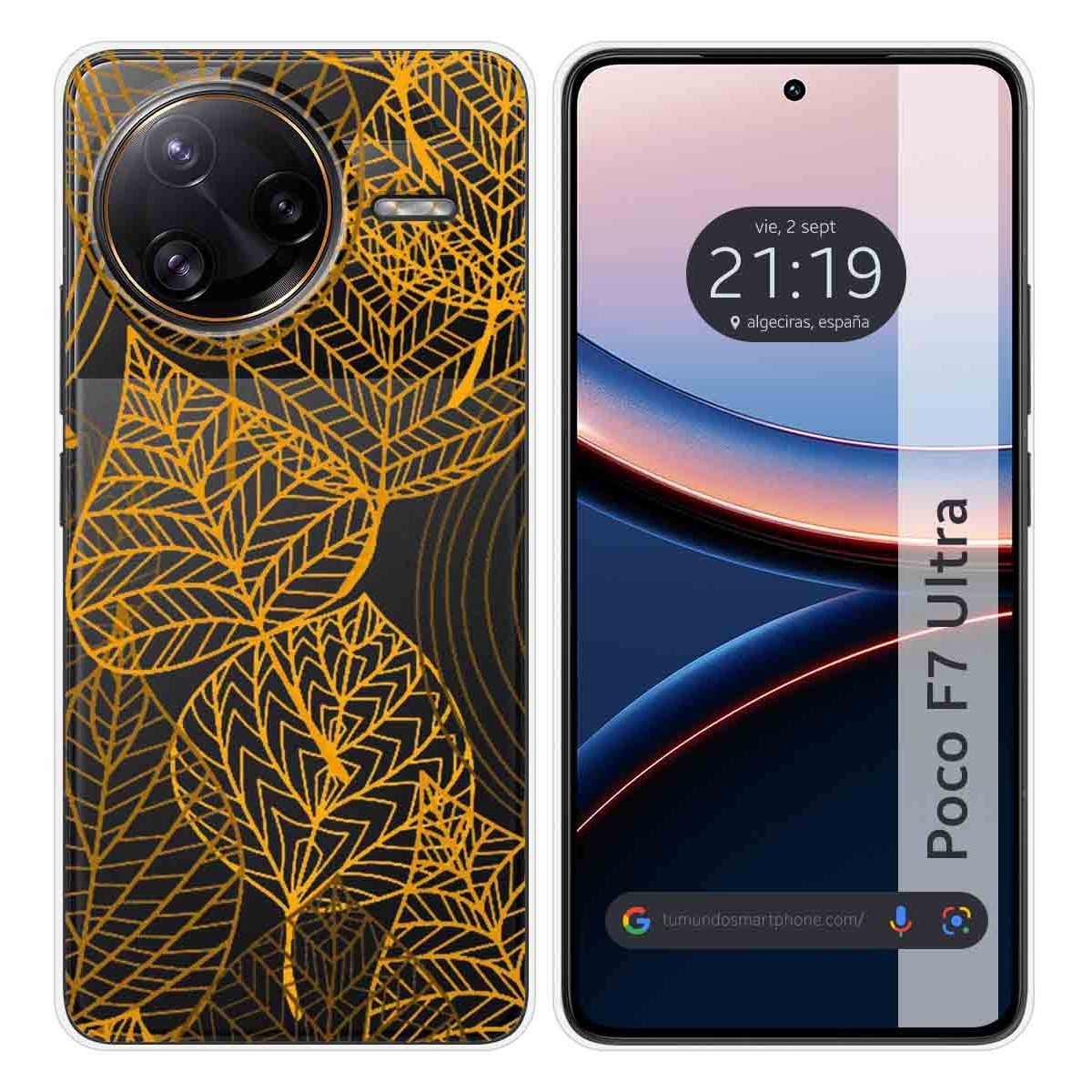 Funda Silicona Transparente para Xiaomi Poco F7 Ultra 5G diseño Hojas Dibujos