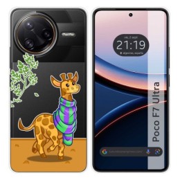 Funda Silicona Transparente para Xiaomi Poco F7 Ultra 5G diseño Jirafa Dibujos
