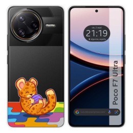 Funda Silicona Transparente para Xiaomi Poco F7 Ultra 5G diseño Leopardo Dibujos