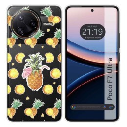 Funda Silicona Transparente para Xiaomi Poco F7 Ultra 5G diseño Piña Dibujos