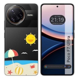 Funda Silicona Transparente para Xiaomi Poco F7 Ultra 5G diseño Playa Dibujos