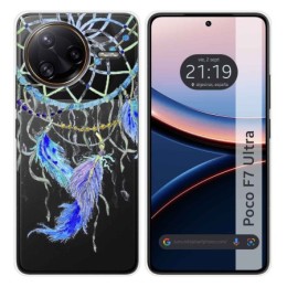 Funda Silicona Transparente para Xiaomi Poco F7 Ultra 5G diseño Plumas Dibujos