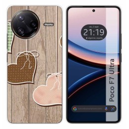 Funda Silicona para Xiaomi Poco F7 Ultra 5G diseño Corazones Madera Dibujos