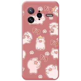 Funda Silicona Líquida Rosa para Xiaomi Poco F7 Ultra 5G diseño Cerdos Dibujos