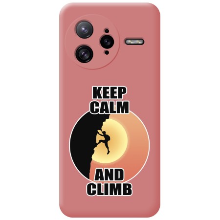 Funda Silicona Líquida Rosa para Xiaomi Poco F7 Ultra 5G diseño Hombre Escalada Dibujos