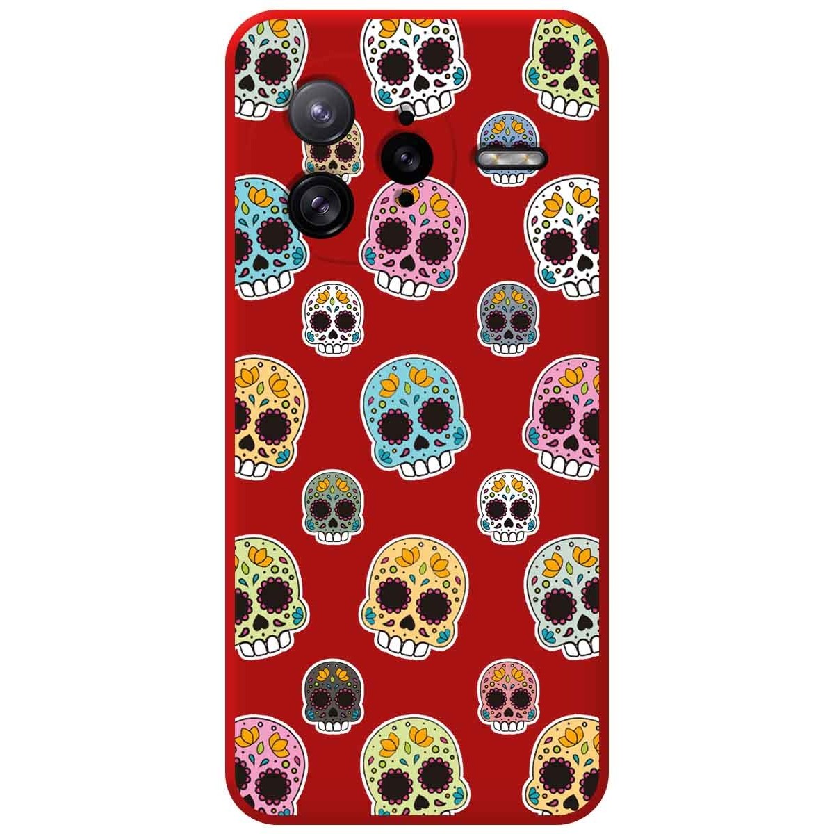 Funda Silicona Líquida Roja para Xiaomi Poco F7 Ultra 5G diseño Catrina Dibujos