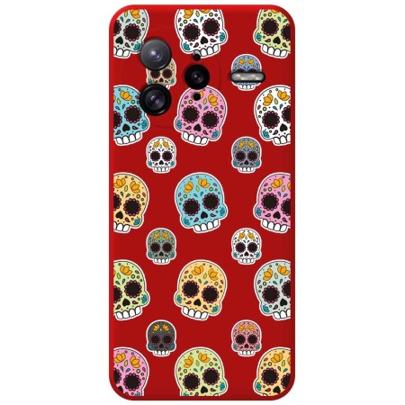 Funda Silicona Líquida Roja para Xiaomi Poco F7 Ultra 5G diseño Catrina Dibujos