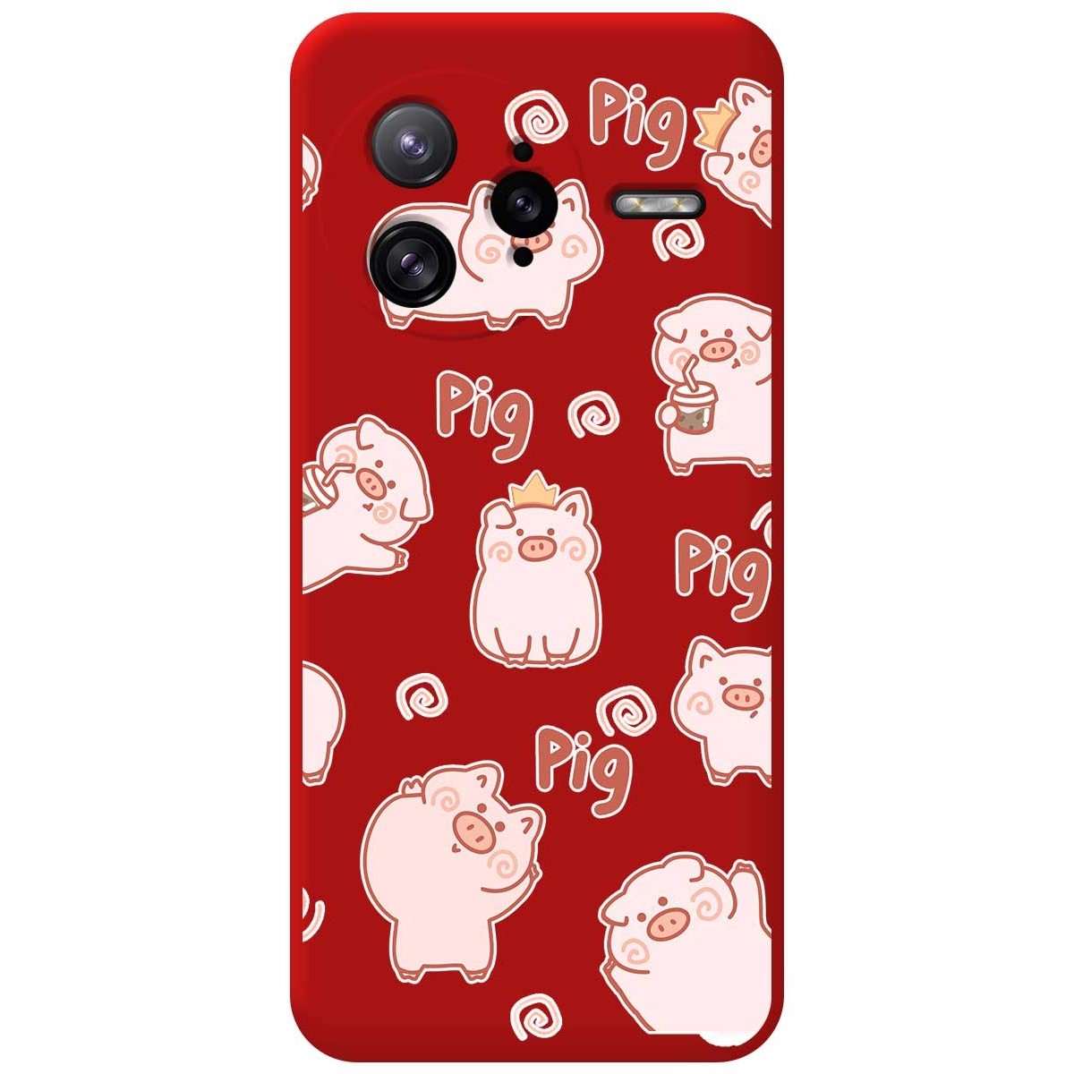 Funda Silicona Líquida Roja para Xiaomi Poco F7 Ultra 5G diseño Cerdos Dibujos