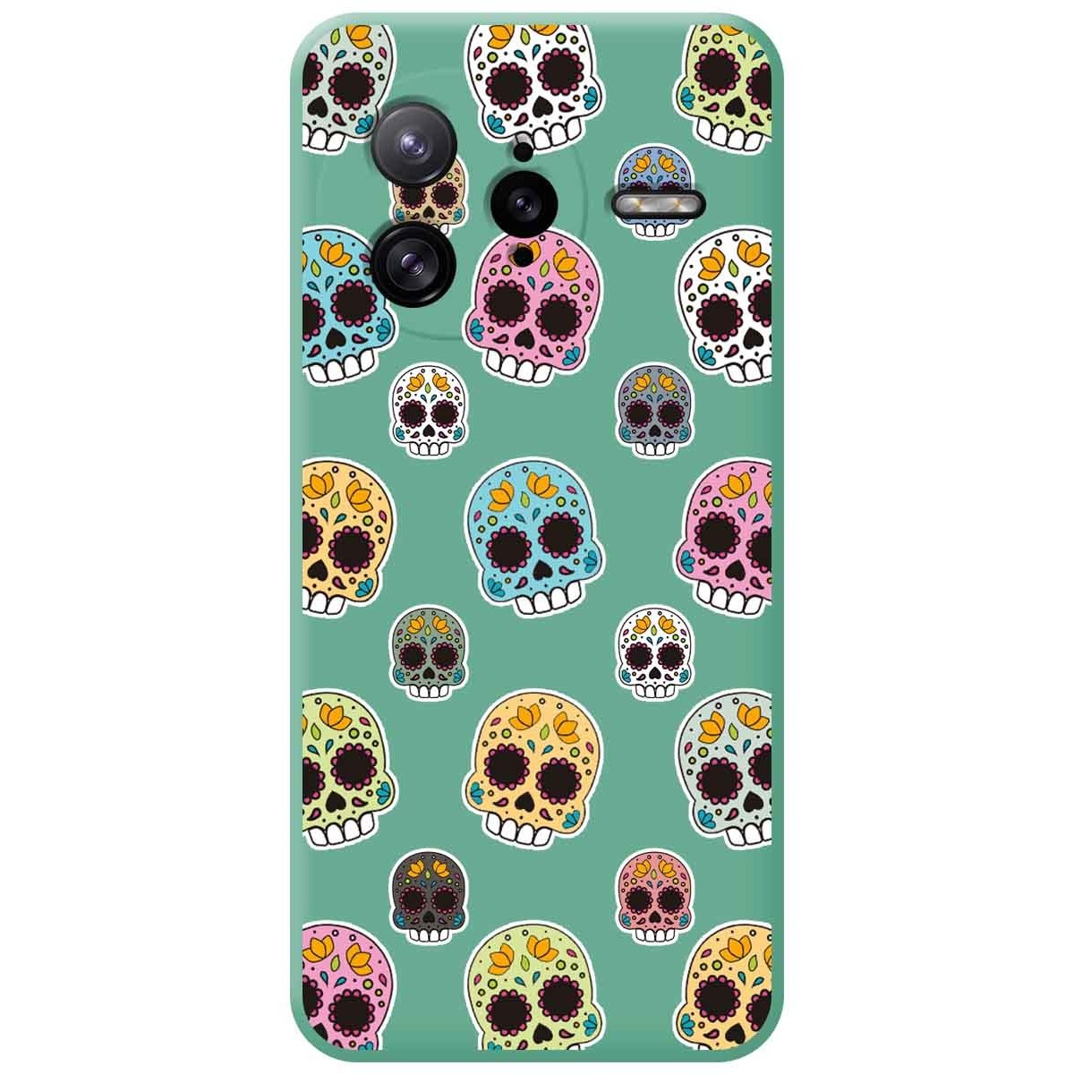 Funda Silicona Líquida Verde para Xiaomi Poco F7 Ultra 5G diseño Catrina Dibujos