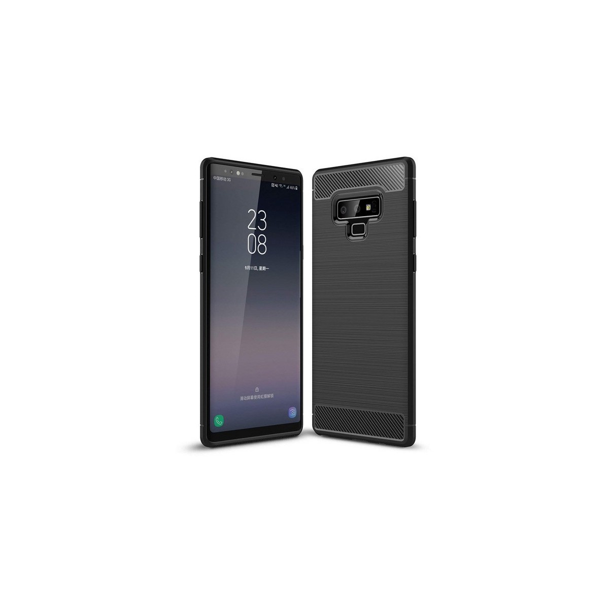 Funda Gel Tpu Tipo Carbon Negra para Samsung Galaxy Note 9