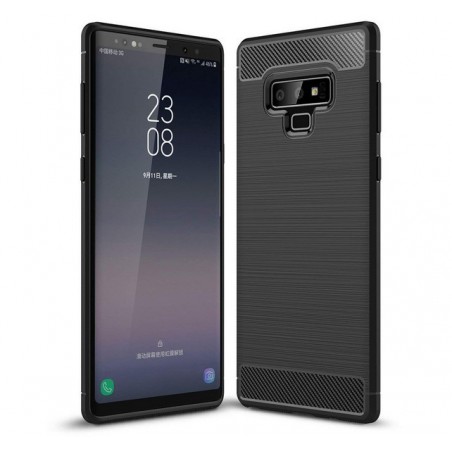 Funda Gel Tpu Tipo Carbon Negra para Samsung Galaxy Note 9
