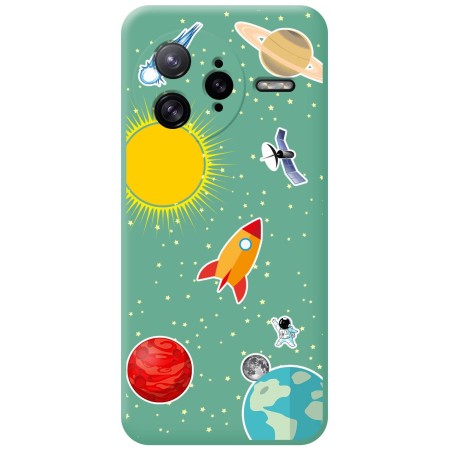 Funda Silicona Líquida Verde para Xiaomi Poco F7 Ultra 5G diseño Espacio Dibujos