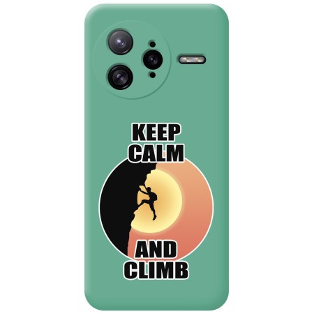 Funda Silicona Líquida Verde para Xiaomi Poco F7 Ultra 5G diseño Hombre Escalada Dibujos