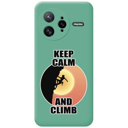 Funda Silicona Líquida Verde para Xiaomi Poco F7 Ultra 5G diseño Mujer Escalada Dibujos