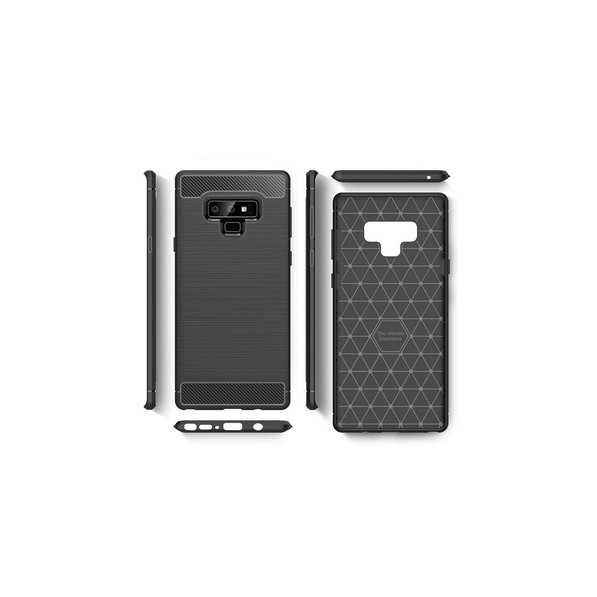 Funda Gel Tpu Tipo Carbon Negra para Samsung Galaxy Note 9
