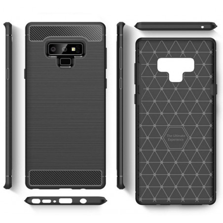 Funda Gel Tpu Tipo Carbon Negra para Samsung Galaxy Note 9